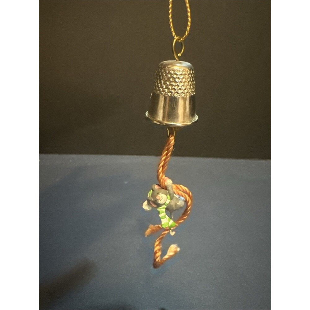 Ornament;‎ Thimble Bell With Mouse Hanging Underneath